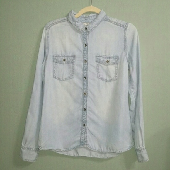 Halogen Tops - Halogen Chambray Button Up Long Sleeve Shirt